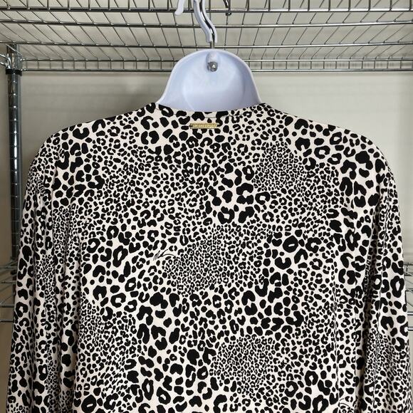 Michael Michael Kors Women's Leopard Print V‎ Neck Blouse Size 1X Flowy Safari - Picture 9 of 11